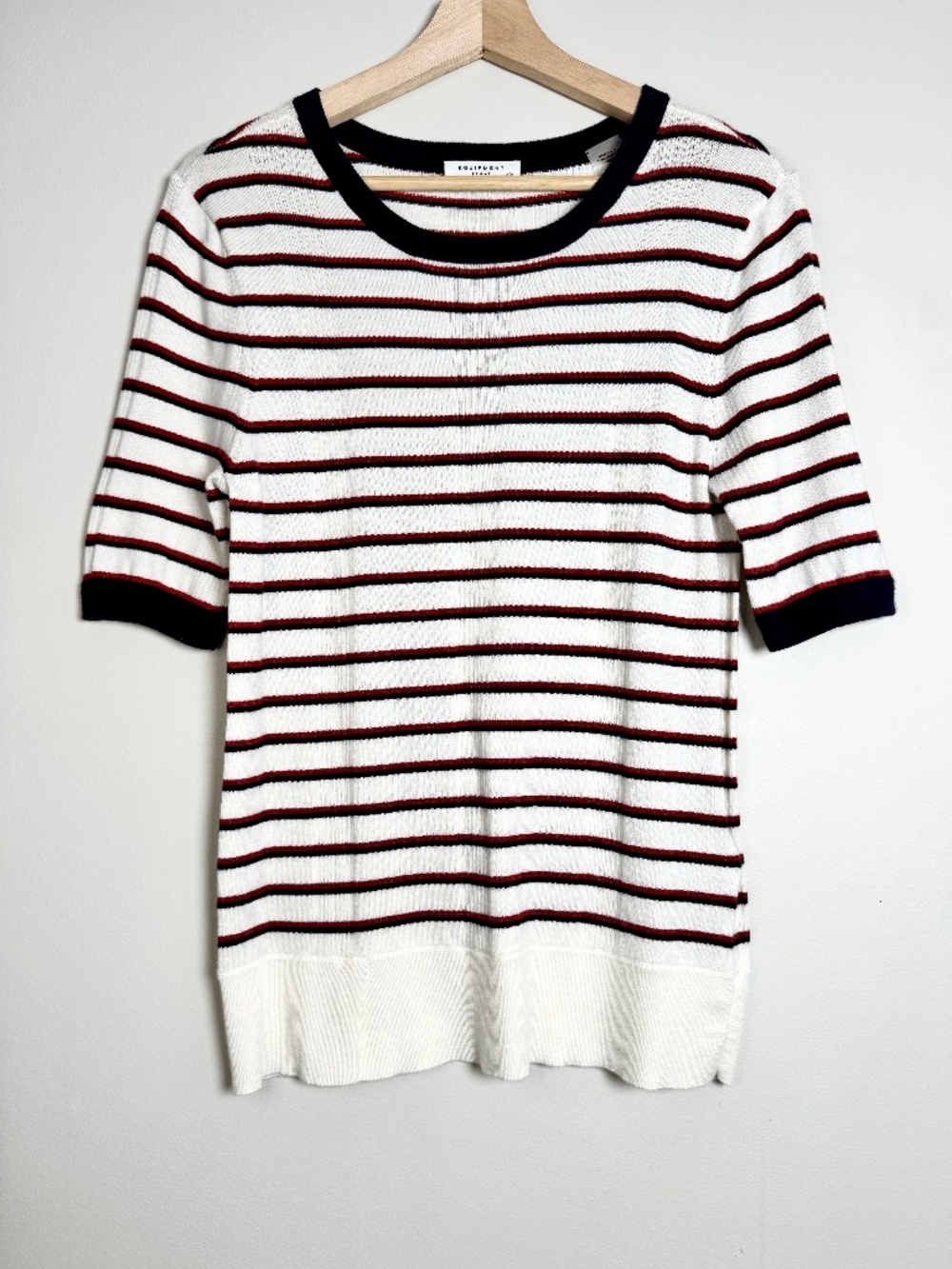 Equipment Brienne Striped Cotton Cashmere Knit Parisian Tee Top Sz M
